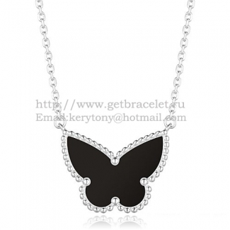 Van Cleef Arpels Lucky Alhambra Butterfly Pendant White Gold With Black Onyx Mother Of Pearl