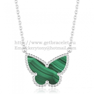 Van Cleef Arpels Lucky Alhambra Butterfly Pendant White Gold With Malachite Mother Of Pearl