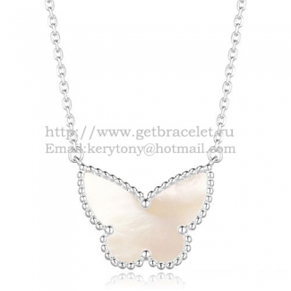 Van Cleef Arpels Lucky Alhambra Butterfly Pendant White Gold With White Mother Of Pearl