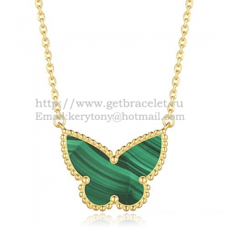 Van Cleef Arpels Lucky Alhambra Butterfly Pendant Yellow Gold With Malachite Mother Of Pearl