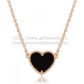Van Cleef Arpels Sweet Alhambra Heart Pendant Pink Gold With Black Onyx Mother Of Pearl