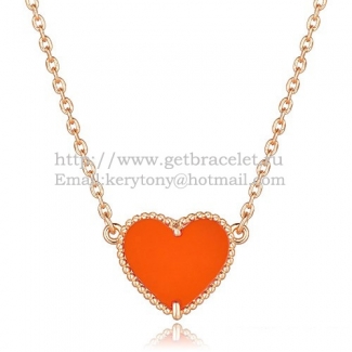 Van Cleef Arpels Sweet Alhambra Heart Pendant Pink Gold With Red Onyx Mother Of Pearl