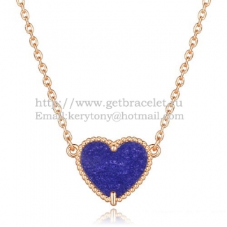 Van Cleef Arpels Sweet Alhambra Heart Pendant Pink Gold With Lapis Stone Mother Of Pearl