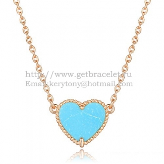 Van Cleef Arpels Sweet Alhambra Heart Pendant Pink Gold With Turquoise Mother Of Pearl