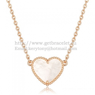Van Cleef Arpels Sweet Alhambra Heart Pendant Pink Gold With White Mother Of Pearl