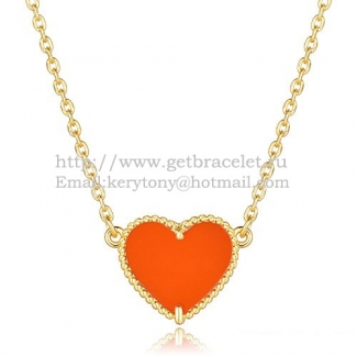 Van Cleef Arpels Sweet Alhambra Heart Pendant Yellow Gold With Red Onyx Mother Of Pearl