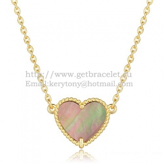 Van Cleef Arpels Sweet Alhambra Heart Pendant Yellow Gold With Gray Mother Of Pearl