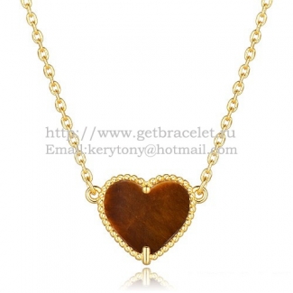Van Cleef Arpels Sweet Alhambra Heart Pendant Yellow Gold With Tiger's Eye Mother Of Pearl