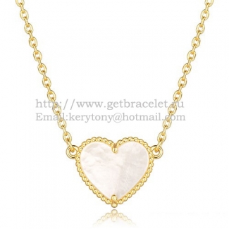 Van Cleef Arpels Sweet Alhambra Heart Pendant Yellow Gold With White Mother Of Pearl