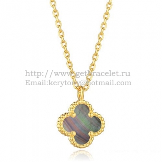 Van Cleef & Arpels Sweet Alhambra Pendant Yellow Gold With Gray Mother Of Pearl 9mm