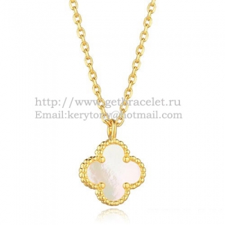 Van Cleef & Arpels Sweet Alhambra Pendant Yellow Gold With White Mother Of Pearl 9mm