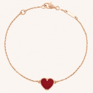 Van Cleef & Arpels Sweet Alhambra Heart Bracelet Pink Gold Carnelian