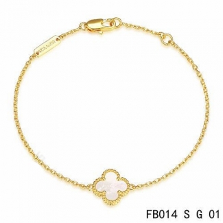 Fake Van Cleef & Arpels Sweet Alhambra Bracelet In Yellow Gold With Gray Mother-Of-Pearl