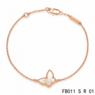 Fake Van Cleef & Arpels Sweet Alhambra Butterfly Bracelet In Pink Gold With Mother-Of-Pearl