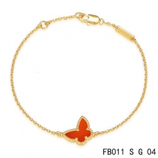 Fake Van Cleef & Arpels Sweet Alhambra Bracelet In Yellow With Red Butterfly