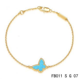 Fake Van Cleef & Arpels Sweet Alhambra Bracelet In Yellow With Blue Butterfly