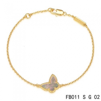 Imitation Van Cleef & Arpels Sweet Alhambra Bracelet In Yellow With Gray Butterfly