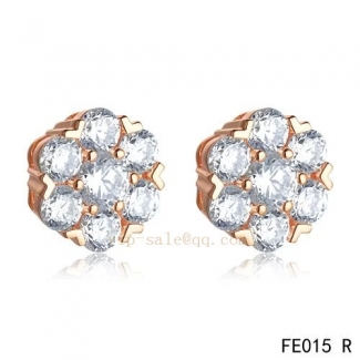 Fake Van Cleef & Arpels Fleurette Earstuds Pink Earrings With 7 Diamonds
