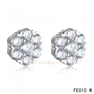 Fake Van Cleef & Arpels Fleurette Earstuds White Earrings With 7 Diamonds