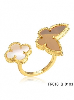 Van Cleef Arpels Luck Alhambra Between The Finger Ring Yellow Gold Stone Combination
