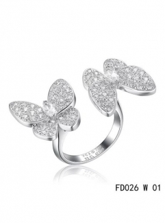 Van Cleef Arpels Two Butterfly Between The Finger Ring White Gold Diamonds