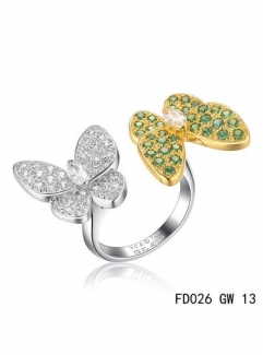 Van Cleef Arpels Two Butterfly Between The Finger Ring Yellow Gold Tsavorite Garnets