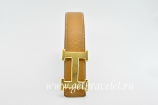 Hermes Reversible Belt Light Coffee/Black Classics H Togo Calfskin With 18k Gold With Logo Buckle