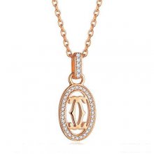 Cartier Logo Double C Necklace In Pink Gold With Diamonds