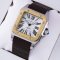 Cartier Santos 100 automatic mens watch two-tone yellow gold and steel brown leather strap