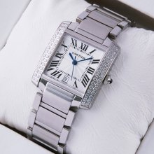 Cartier Tank Francaise diamond mens watch replica stainless steel