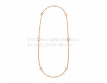 Fake BVLGARI BVLGARI Sautoir Pink Gold Necklace with Mother of Pearl and Pave Diamonds