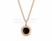 Replica BVLGARI BVLGARI necklace Pink Gold with Onyx and Pave Diamonds