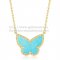 Van Cleef Arpels Lucky Alhambra Butterfly Pendant Yellow Gold With Turquoise Mother Of Pearl