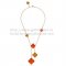 Van Cleef & Arpels Magic Alhambra Necklace Pink Gold 6 Motifs With Tiger's Eye Onyx Mother Of Pearl
