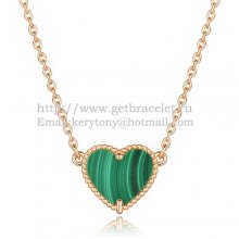 Van Cleef Arpels Sweet Alhambra Heart Pendant Pink Gold With Malachite Mother Of Pearl