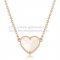 Van Cleef Arpels Sweet Alhambra Heart Pendant Pink Gold With White Mother Of Pearl