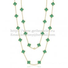 Van Cleef & Arpels Vintage Alhambra Necklace Yellow Gold 20 Motifs With Malachite Mother Of Pearl