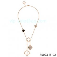 Replica Van Cleef & Arpels Magic Alhambra Necklace In Pink Gold With 5 Motifs