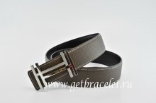 Hermes Reversible Belt Brown/Black H au Carre Togo Calfskin With 18k Silver Buckle