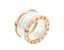 Replica Bvlgari B.zero1 4-Band Rose Gold Ring with White Ceramic