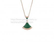 Replica Bvlgari Divas' Dream Necklace in Rose Gold with Malachite and Diamonds