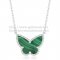 Van Cleef Arpels Lucky Alhambra Butterfly Pendant White Gold With Malachite Mother Of Pearl