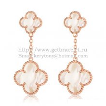 Van Cleef & Arpels Magic Alhambra Earrings Pink Gold With White Mother Of Pearl