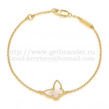 Van Cleef & Arpels Sweet Alhambra Butterfly Bracelet Yellow Gold With White Mother Of Pearl