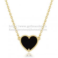 Van Cleef Arpels Sweet Alhambra Heart Pendant Yellow Gold With Black Onyx Mother Of Pearl