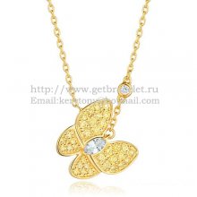 Van Cleef Arpels Two Butterfly Necklace Yellow Gold Stone Combination With Pave Diamonds