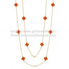 Van Cleef & Arpels Vintage Alhambra Necklace Yellow Gold 10 Motifs With Carnelian Mother Of Pearl