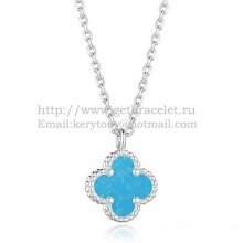 Van Cleef & Arpels Sweet Alhambra Pendant White Gold With Turquoise Mother Of Pearl 9mm