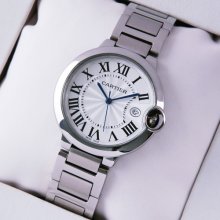 Ballon Bleu de Cartier medium quartz watch replica date stainless steel