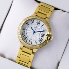 Ballon Bleu de Cartier medium quartz yellow gold watch with diamonds
